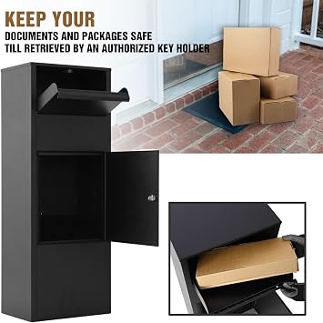 41.3 Inch Extra Large Parcel Drop Box with Lock | Galvanized Steel with Rust & Weather Resistant Coating|Freestanding|Ideal for Home Office Apartment & Curbside Delivery