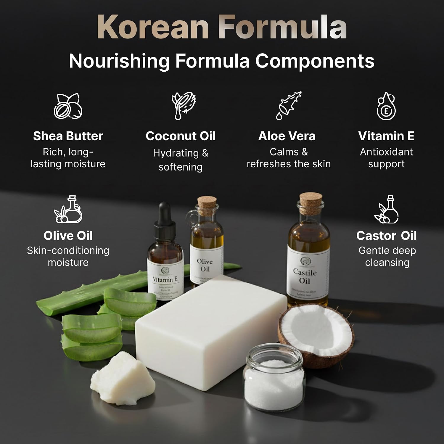Shea Butter & Coconut Oil Soap Bar - Advanced Gentle Moisturizing & Deep Cleansing Face & Body Wash - Hydrating Natural Korean Cold-Pressed Formula with Vitamin E, Aloe Vera & Castile Oil - 2 Pack