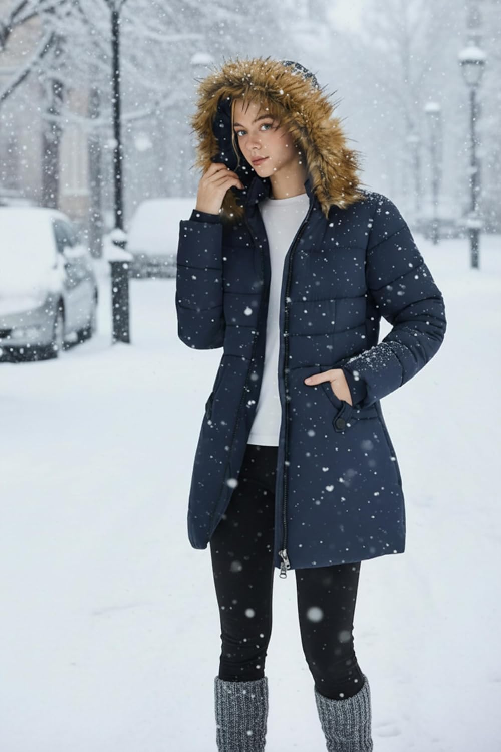 Orolay CHIIONE Winter Puffer Jacket Women's Slim Windproof Down Coat with Detachable Fur Collar & 3 Pockets, Warm Parka - Image 2