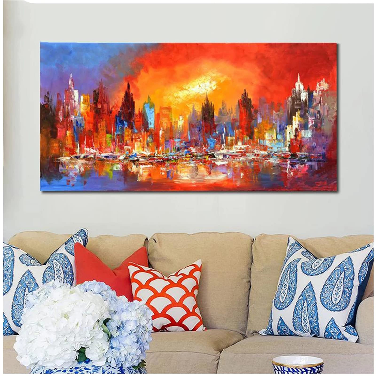 DIY zestawy do malowania diamentami 5D, pełne wiertło diamentowy obraz dla dorosłych i dzieci, kryształ górski haftowanie obrazy do dekoracji ścian domu - 90 x 180 cm (35 x 71 cali (miasto abstrakcyjne)