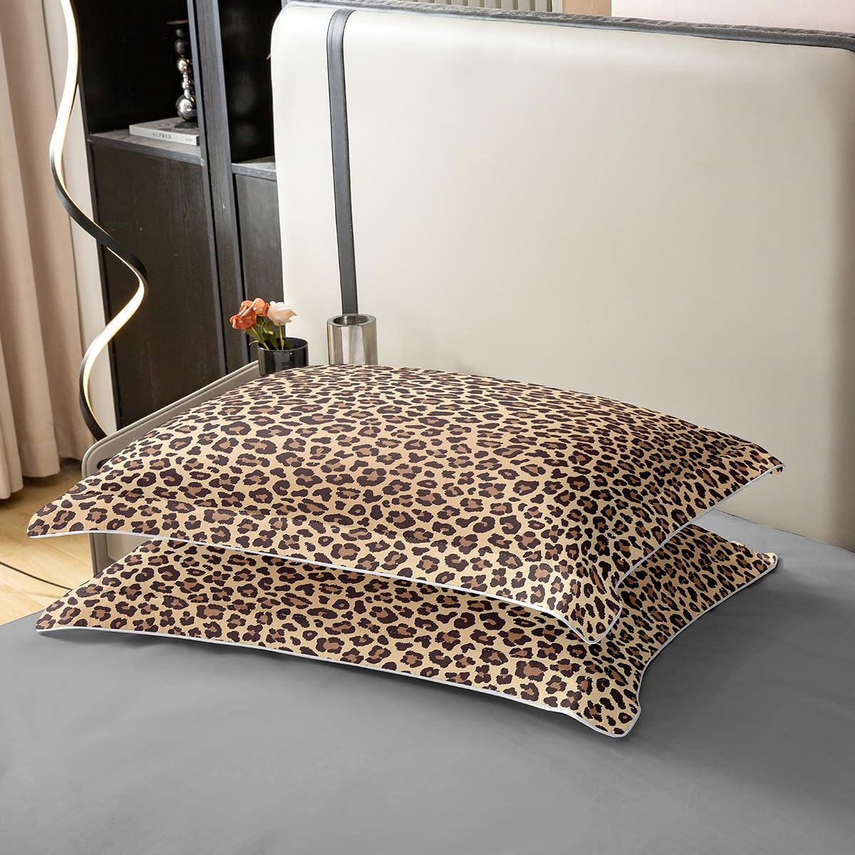 Homemissing Leopardenmuster, 100 % Baumwolle, Bettbezug 220 x 240 cm, für Kinder, Gepard, Bettwäsche, Set, Safari, Tiere, Baumwolle, Bettbezug, Braun, Schwarz, Bettwäsche-Set