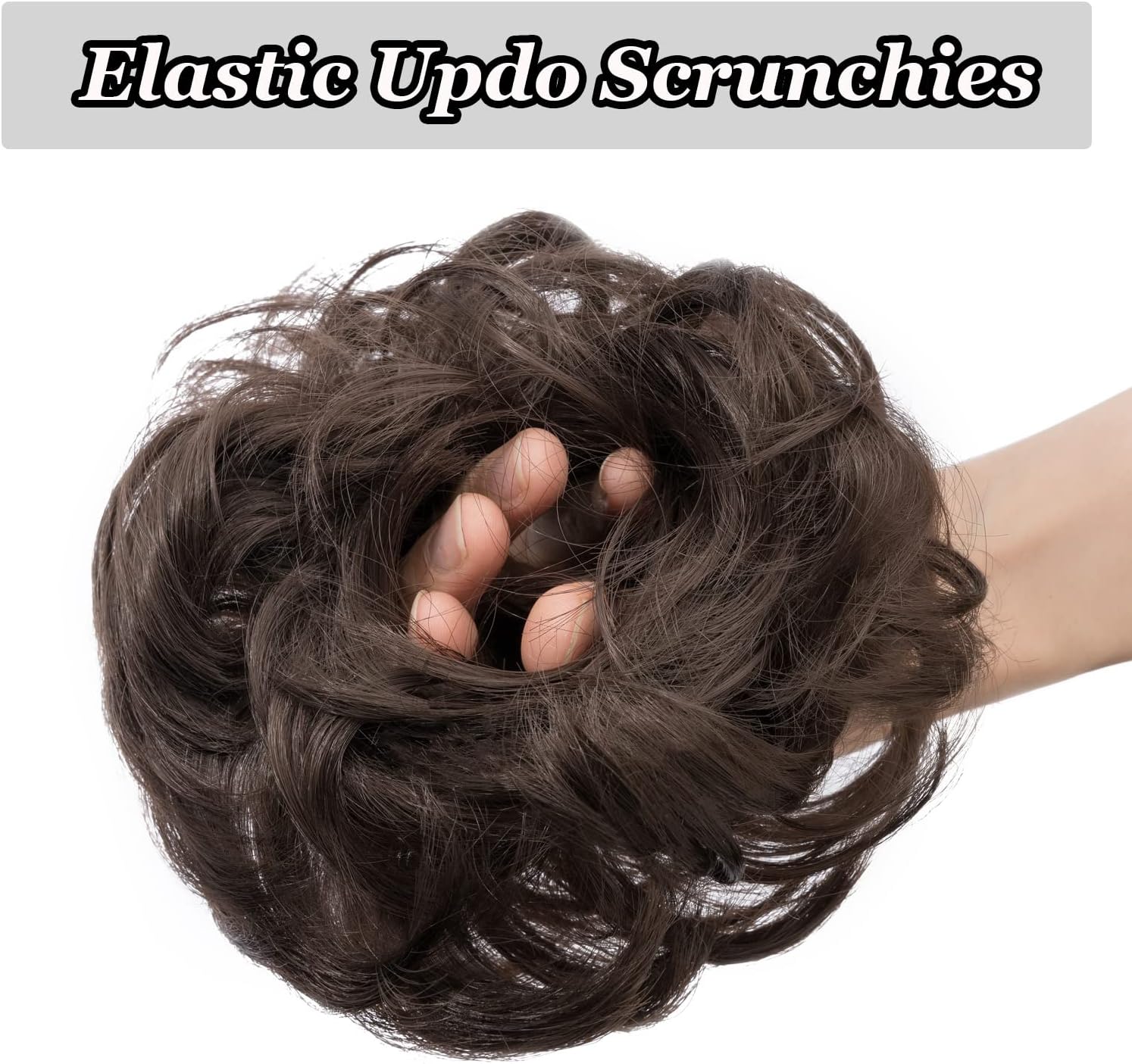 Cybelleza Messy Bun Hairpiece - Scrunchie, Updo, Ponytail & Curly Bun Donut Hair Chignon Accessories for Women (Ash Brown) - Image 5