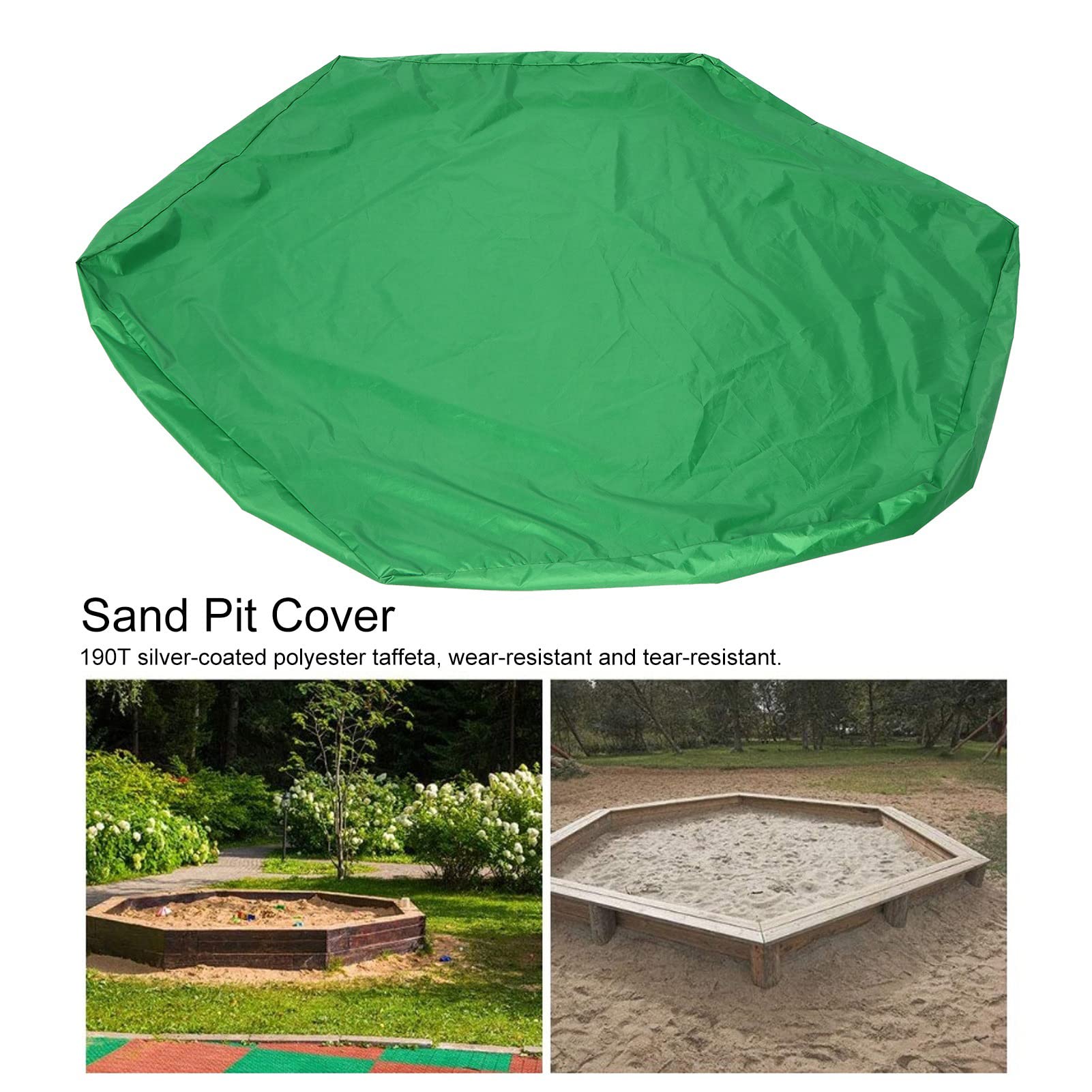 Pilipane Watertight Sandbox Cover with Drawstring, Long-Lasting Sandpit Conservation for Outdoor Play(Green)
