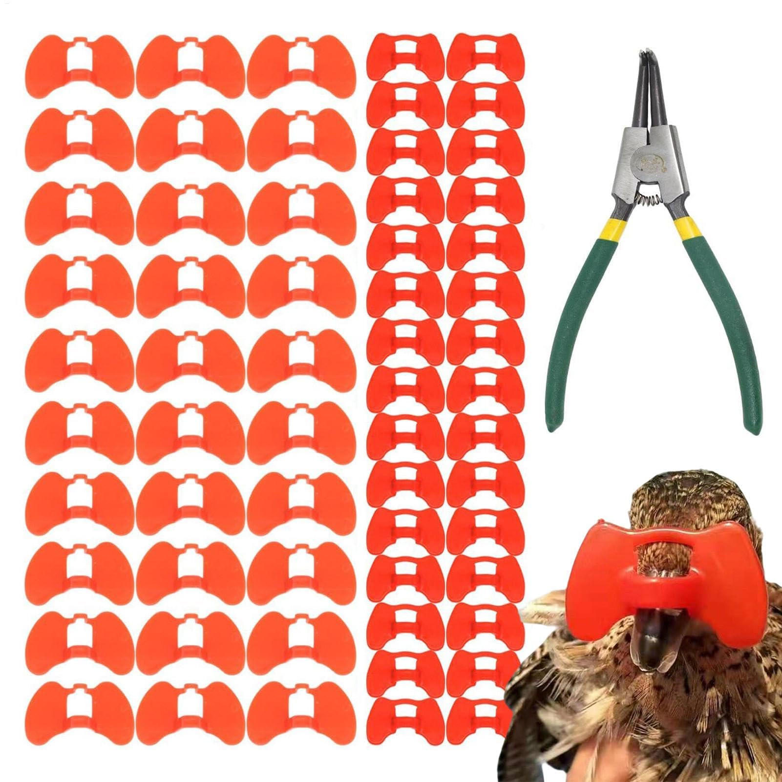 Anti-Peck-Blinders für Huhn – Fasan-Anti-Kampfbrille – Hühnerbrille Geflügel-Blinder-Brille mit Zangen-Set für Fasan-Hahn