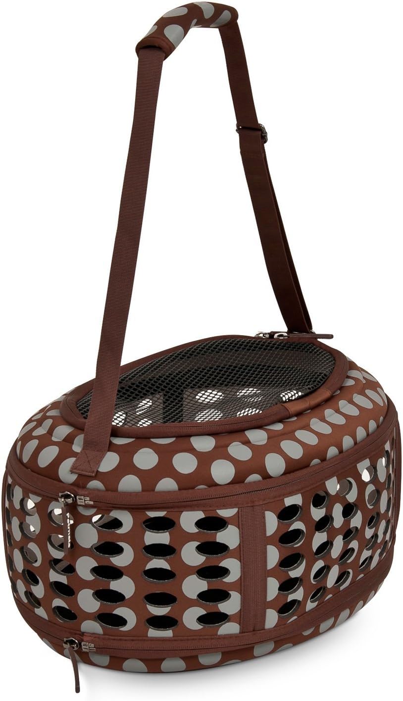 Petmate 21789 Curvations Underseat Small Pet Traveler with Dots, Brown/Gray