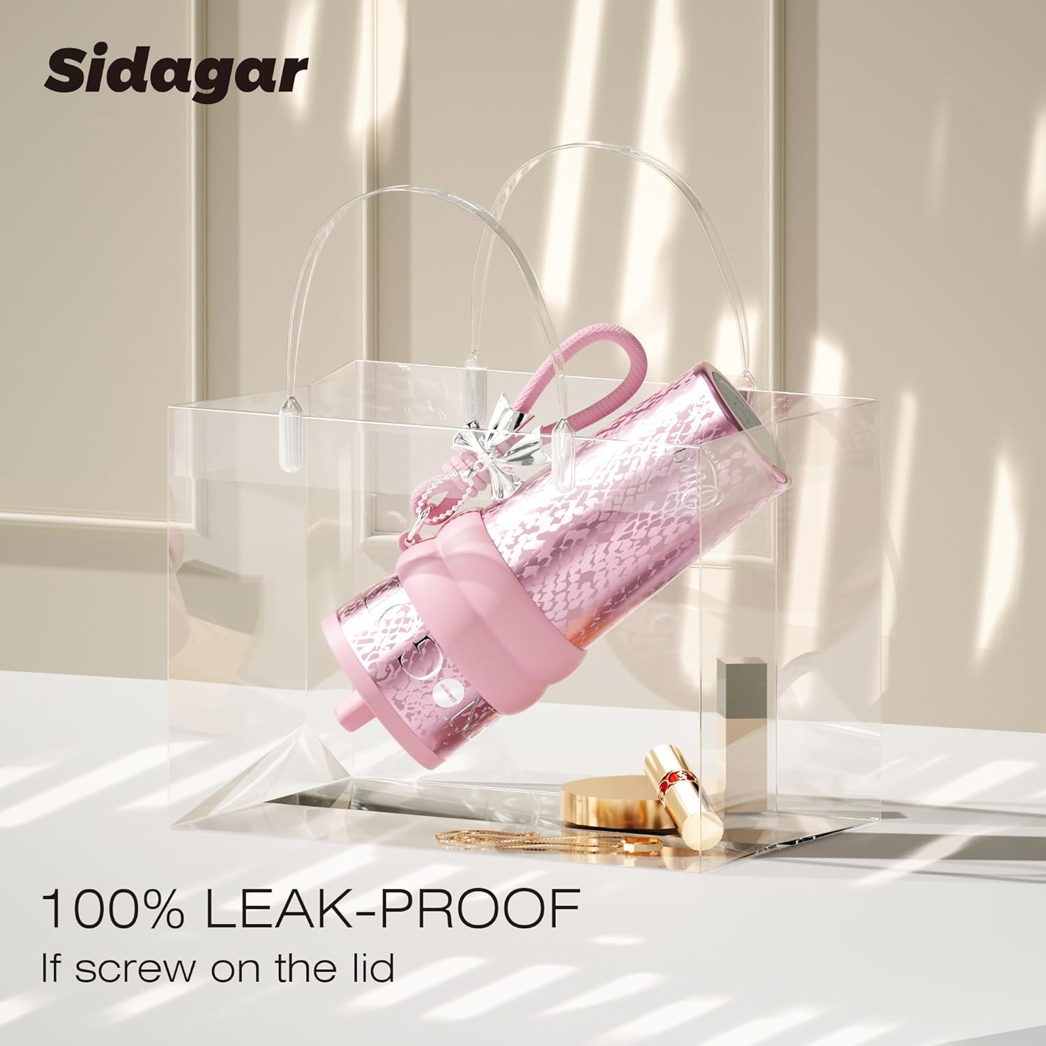 24 oz Stainless Steel Tumbler with Lid and Straw, Insulated Water Bottle Leak Proof for Hot and Cold, Portable Travel Coffee Mug, Reusable Coffee Cup for Women, Blush Pink - Image 3