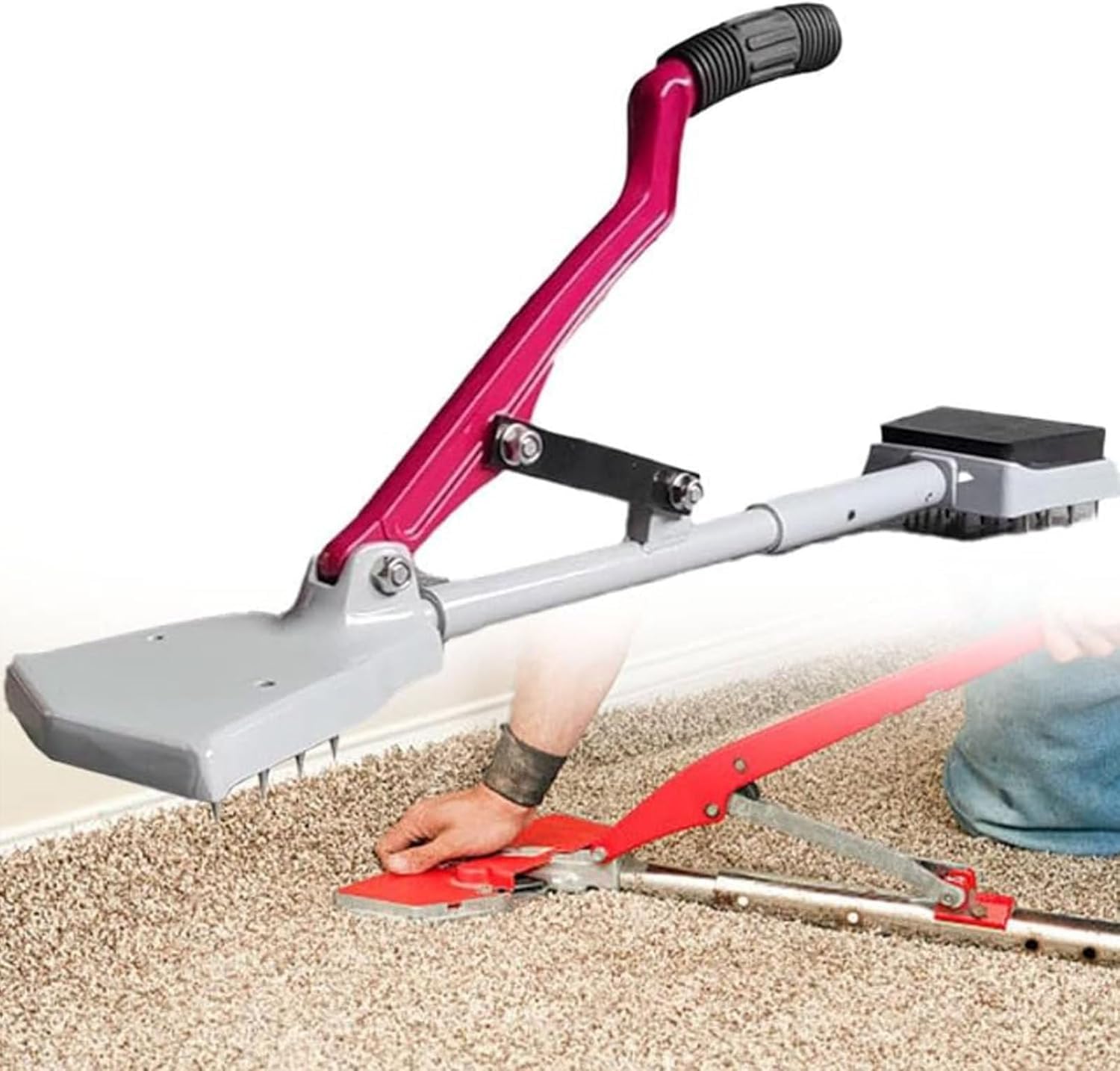 Outil d'étirement de moquette, coup de genou pour pose de tapis, poignée en caoutchouc souple avec pinces, essentiel pour les projets de bricolage de sol