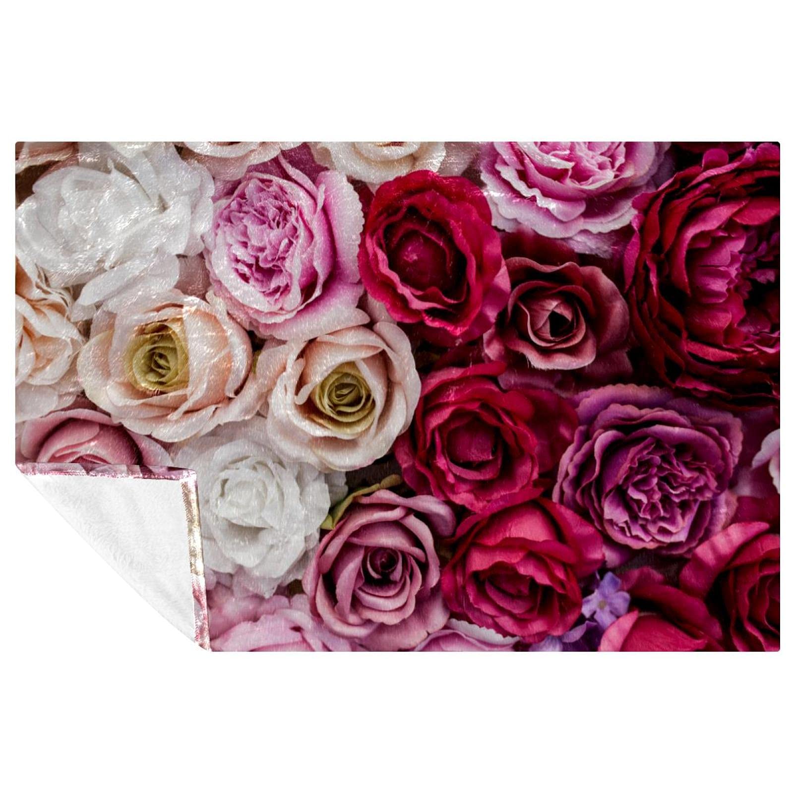 Couverture douce imprimé roses blanches plaid lit 150x100