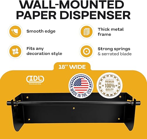 Miniatura 9 de IDL Packaging Dispensador y cortador de rollos de papel kraft de 36 pulgadas para rollos de hasta 36 pulgadas de ancho y 9 pulgadas de diámetro,