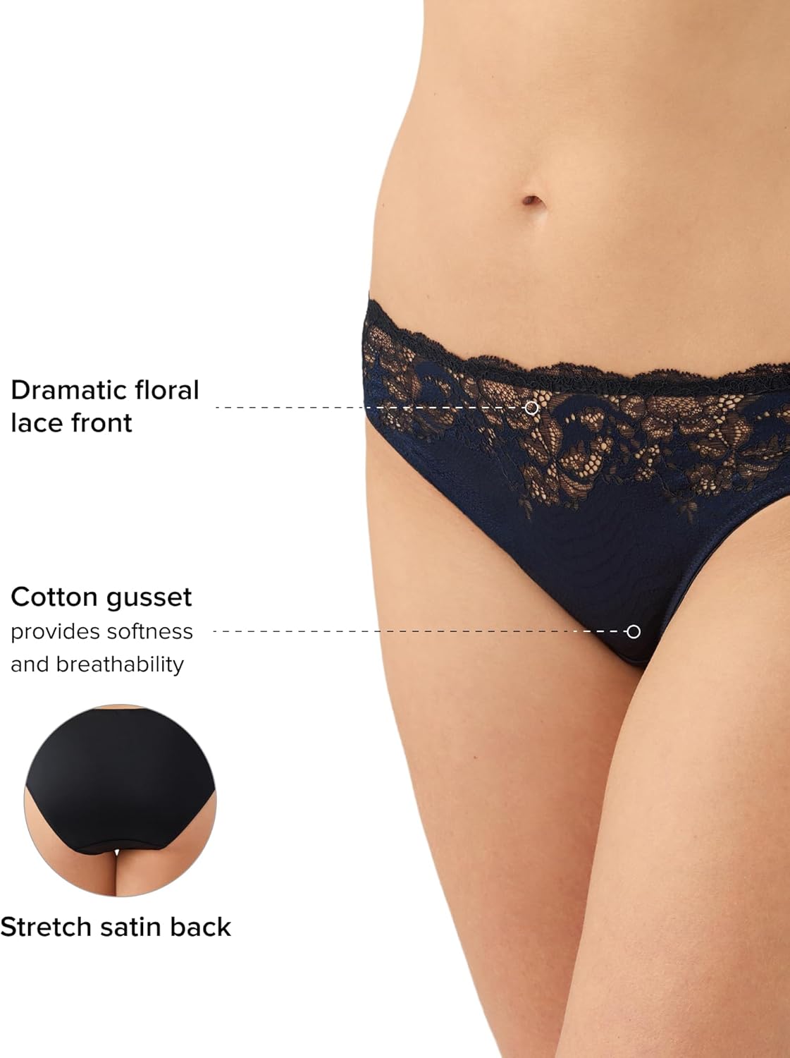 Wacoal womens Modern Affair Lace Stretch Satin Moderate Coverage Bikini Panty, 846281
