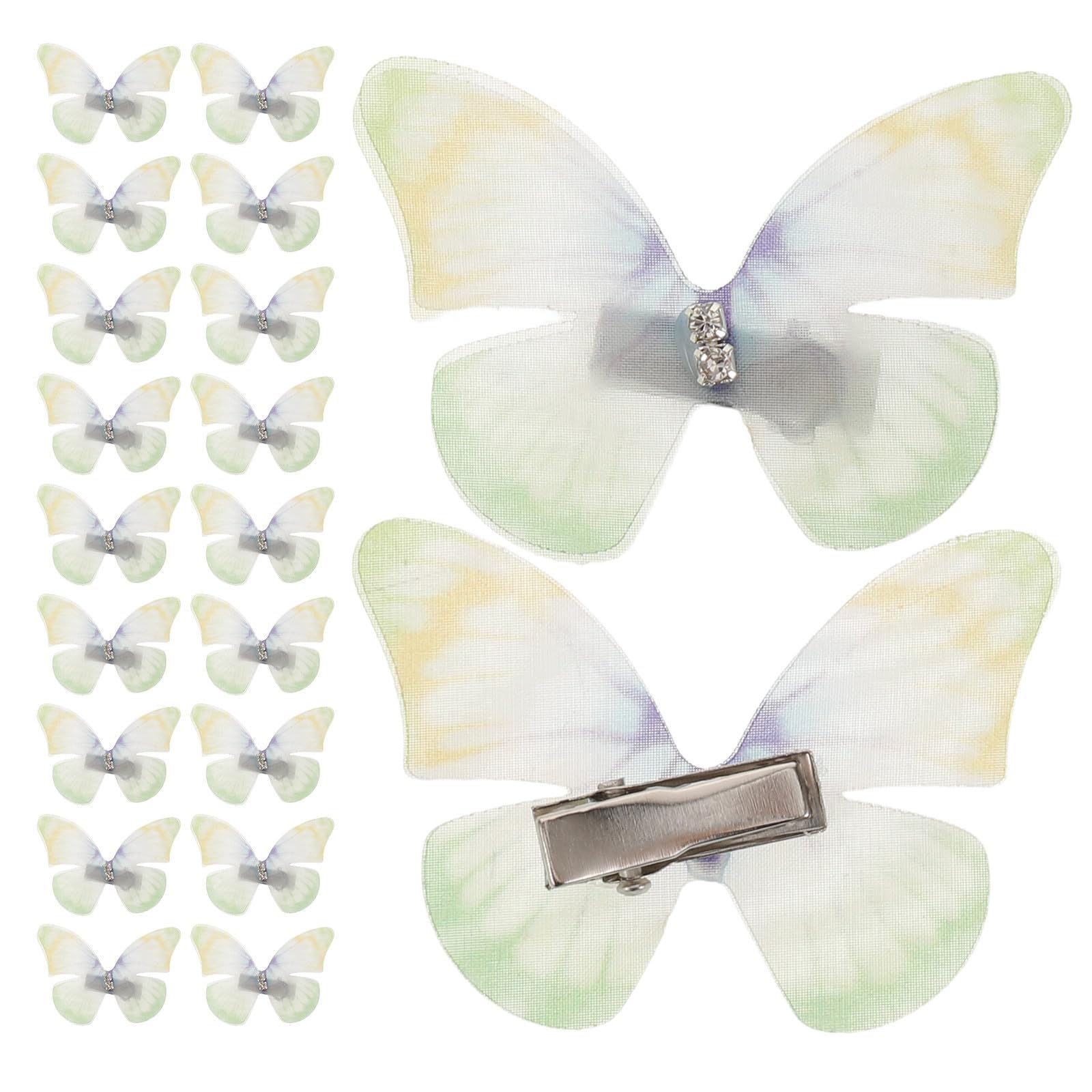 Healvian 250 Unidades Pinzas Pelo Forma de Doble Capa de Chiffon 3d, Color Verde Claro, Ligero y Cómodo Tecnología de Sujeción Segura para Niñas en Bodas y Halloween