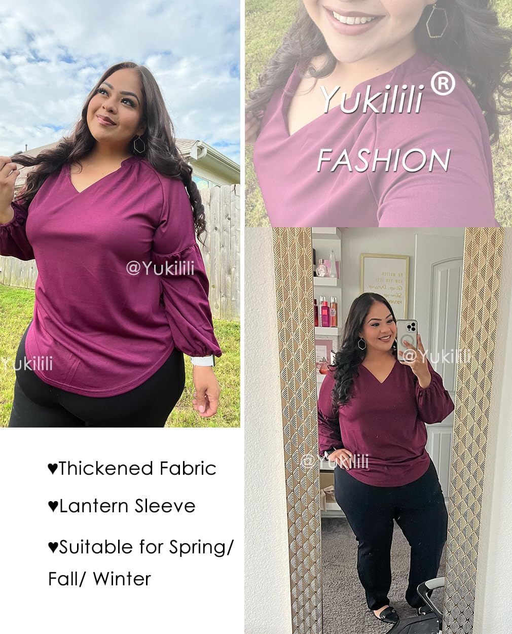 Plus Size Tops for Women V Neck Long Sleeve Loose Blouses Shirts XL-5XL - Image 5