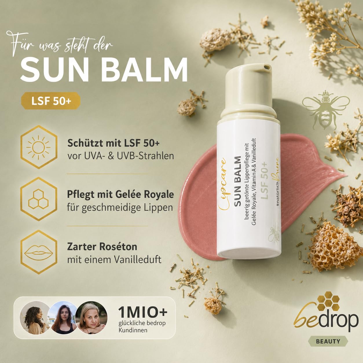 Lip Care Set I Bee Balm & Sun Balm - Sonennschutz für deine Lippen und feuchtigkeitsspendende Formel mit Manuka Honig