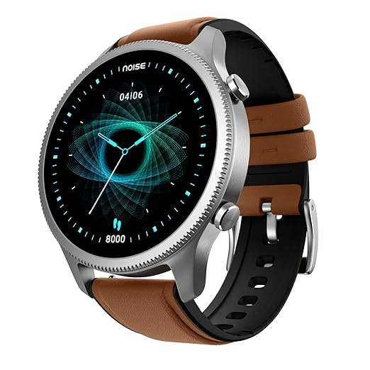 Noise NoiseFit Halo with Leather Strap, Bluetooth Calling Smart Watch, 1.43″ AMOLED Display, Premium Metallic Build, Always on Display, Smart Touch Tech, Health Suite – Vintage Brown at Rs. 3499