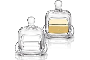 ZOOFOX 2 Pack Glass Butter Dish with Lid - Preserve Butter Freshness