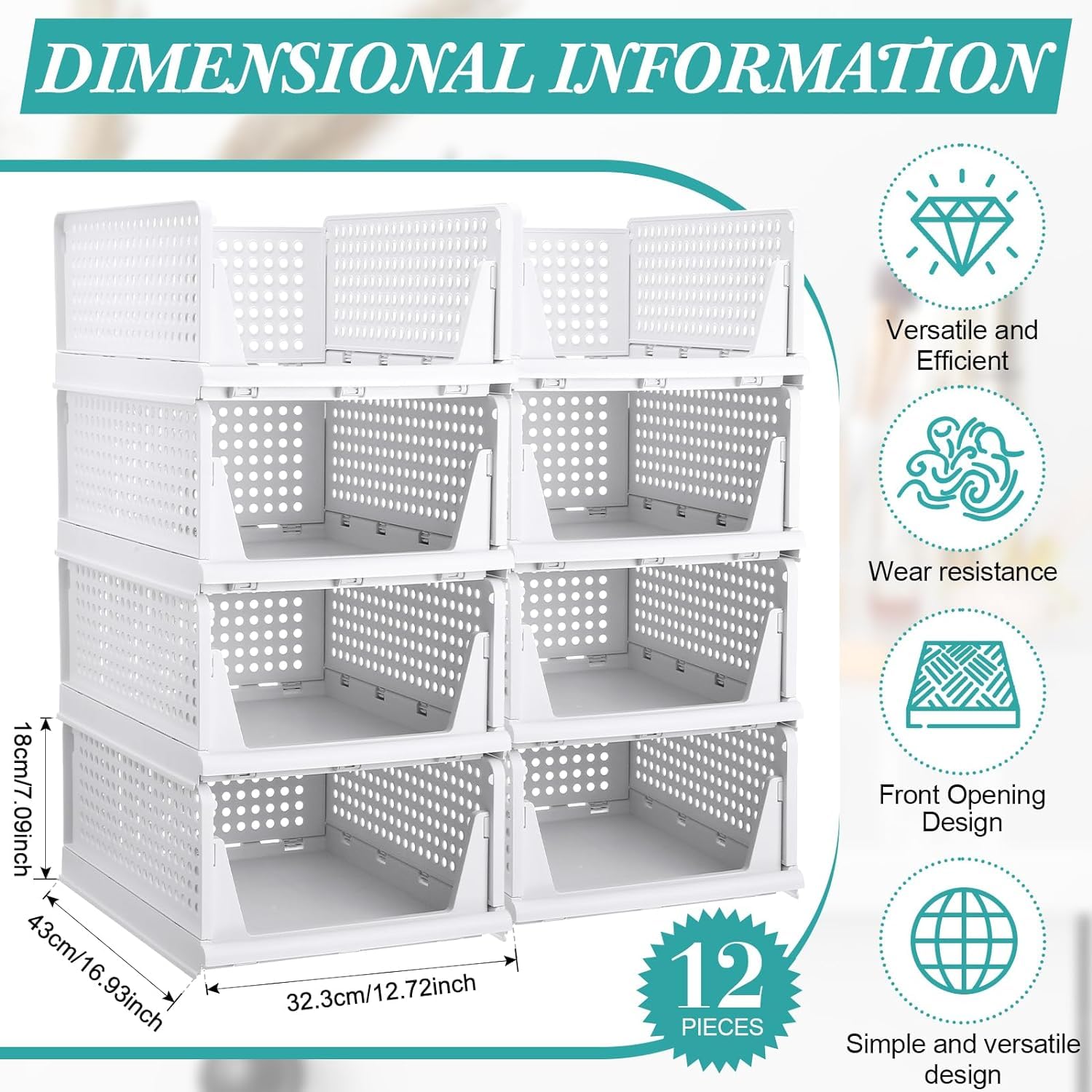 JEYANG Multipurpose Foldable Stackable Wardrobe Organizer for Clothes - Plastic Closet Storage for Kitchen, and Bathroom (Pack of 12, White) offers donot miss 3 JEYANG Multipurpose Foldable Stackable Wardrobe Organizer for Clothes - Plastic Closet Storage for Kitchen, and Bathroom (Pack of 12, White) offers donot miss