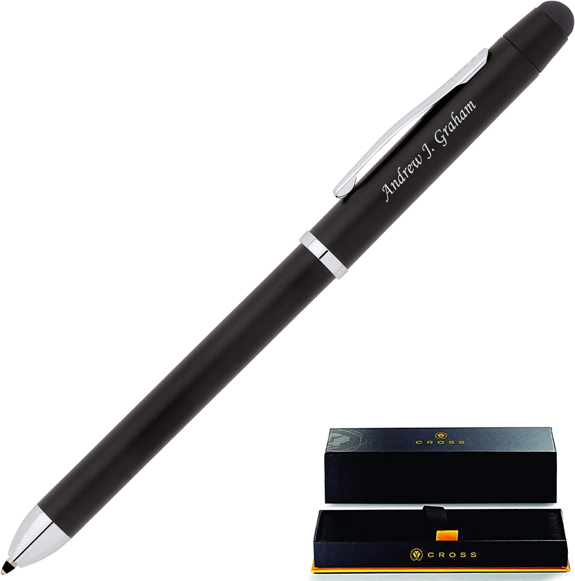 Dayspring Pens Engraved Cross Pen | Personalized Cross Tech3+ Satin Black Multifunction Pen. Custom Engraving of Name Included Ships Fast in 1 Day.