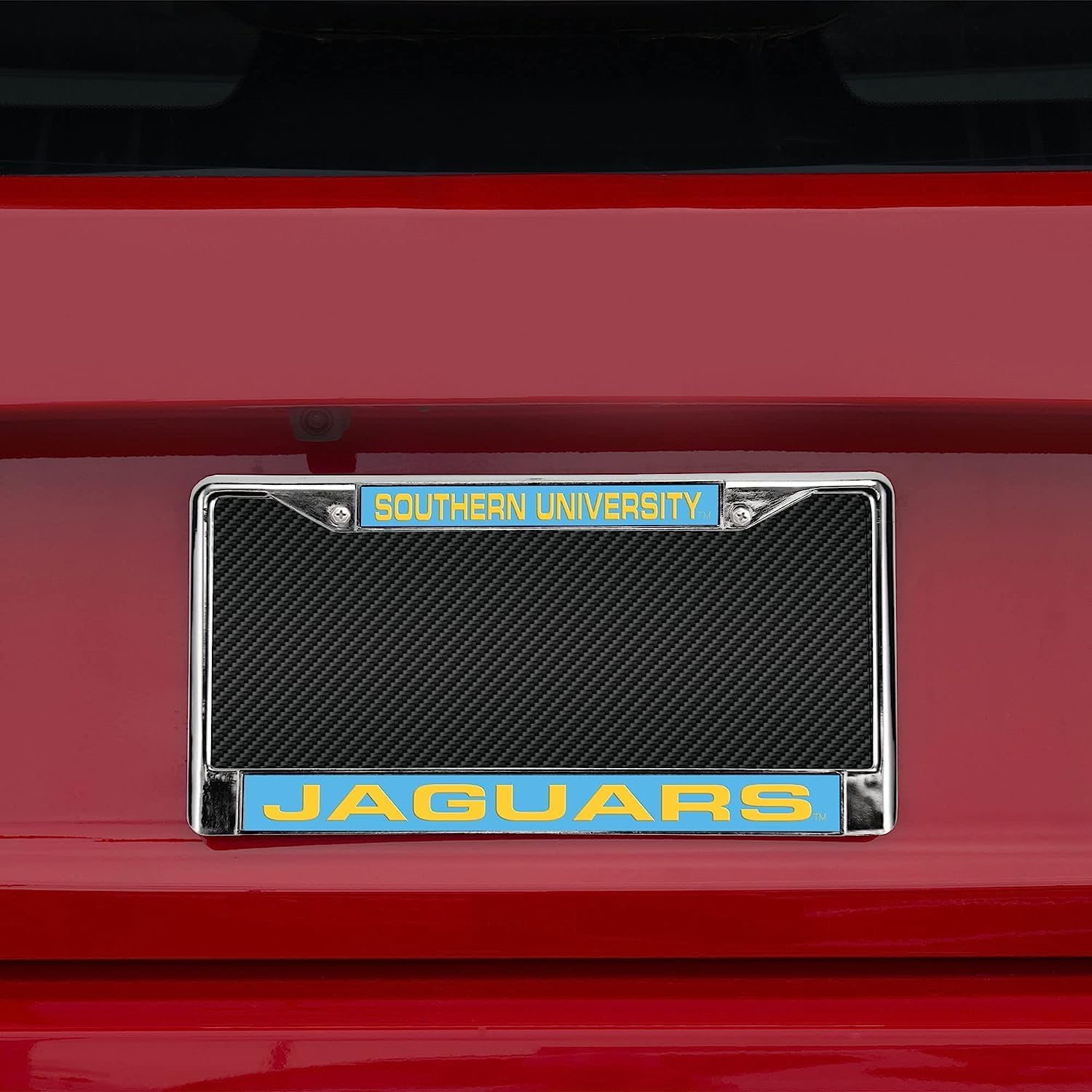 Southern University Jaguars Chrome Metal (Set of 2) Laser License Plate Frame
