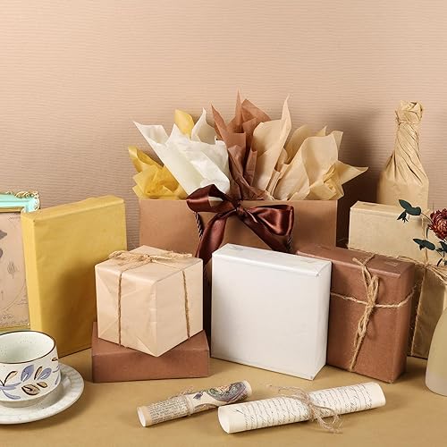 Miniatura 3 de 120 hojas de papel de seda de color kraft a granel, 5 colores de estraza degradados, papel de regalo para otoño, arte retro, manualidades, día de