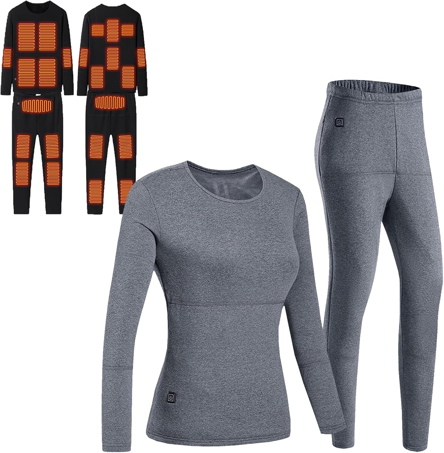 Women Heated Underwear Set 3-Level Temperature Adjust Outdoor USB Electric Heating Thermal Underwear Shirt Pants