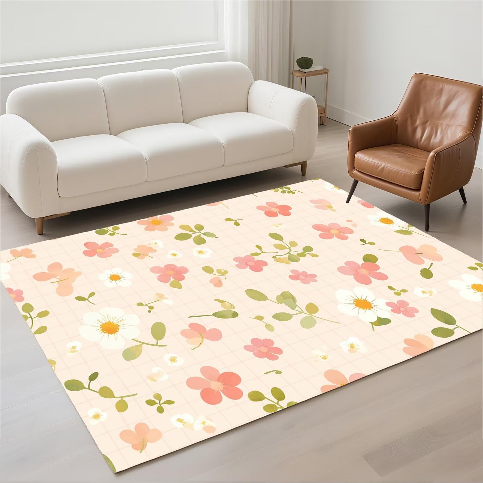 Tapis de salon rose 60x90 lavable et imperméable pour une décoration moderne