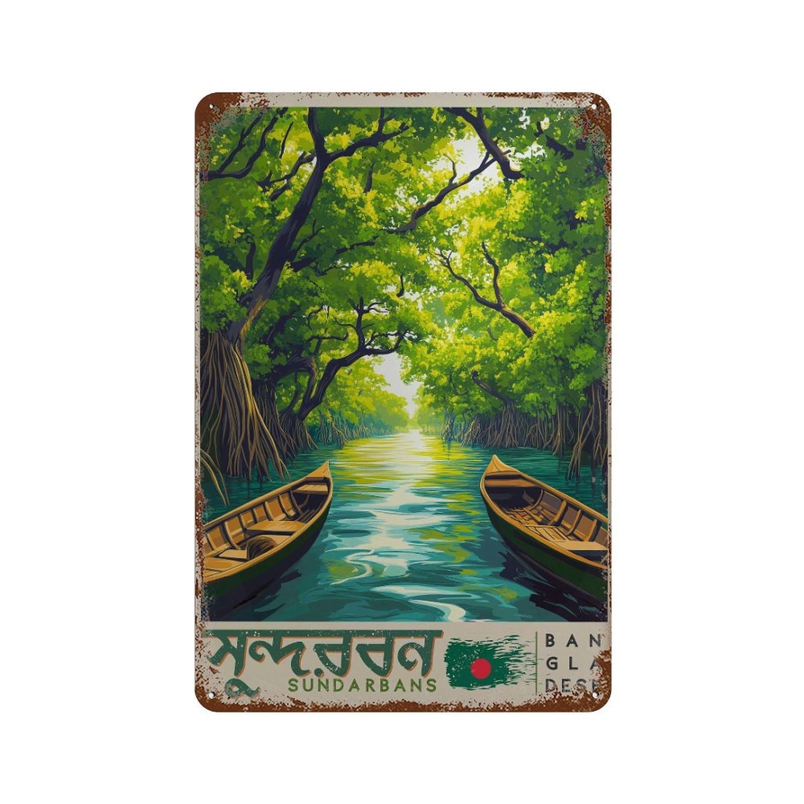 xiaoxiaoshen Sundarbans Bangladesh Travel Tropical in Bengali Wall Decor Art Metal Tin Poster Modern Home Decor Art Home Bar Shop Decorations Vintage Sign 30x20cm