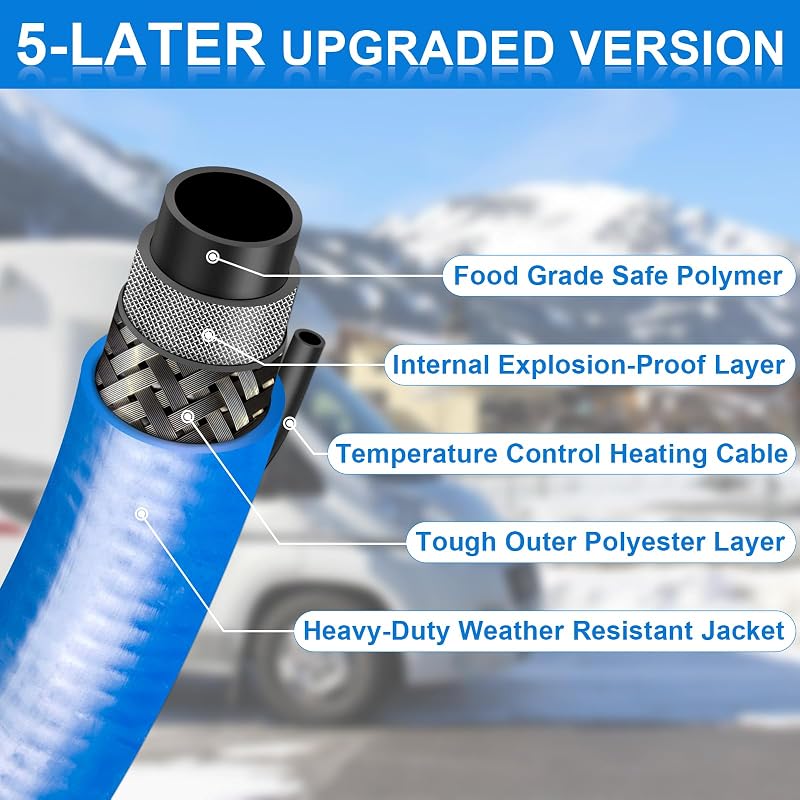 30FT Heated Water Hose for RV, -45°F Freeze Protection, 5/8-Inch ID 450 PSI image 6