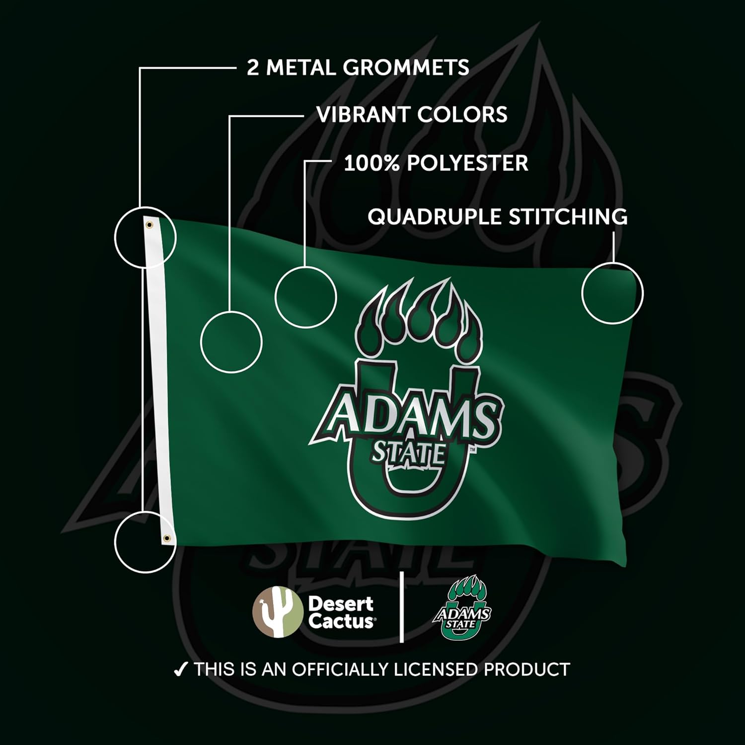 Desert Cactus Adams State University ASU Flag - 3 x 5 Feet Grizzlies Banner, Indoor/Outdoor Durable Fabric, 100% Polyester Design (Style 1) - Image 4