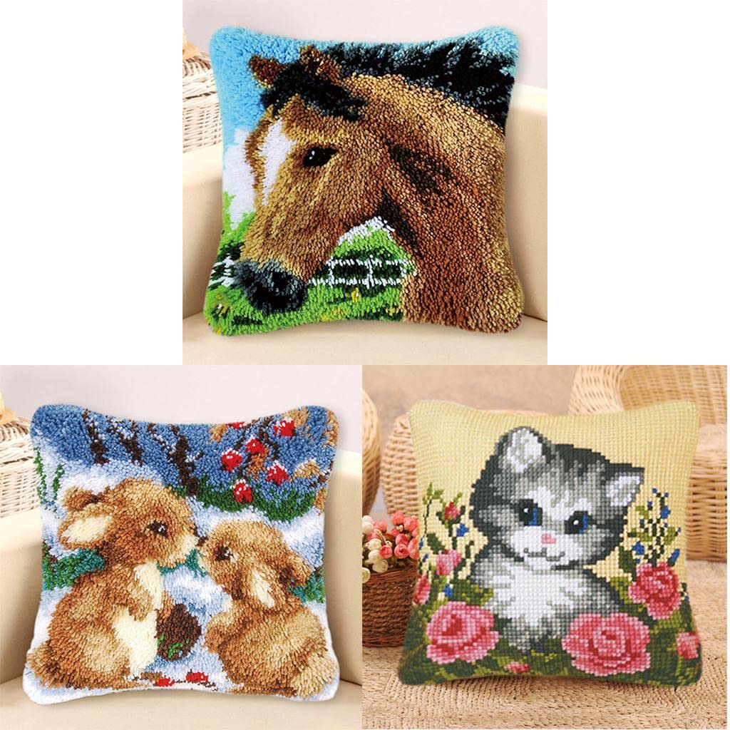 3 Sets Animals Latch Hook Kits for Kids DIY Pillow Cover Sofa Cushion Cover-picture-12