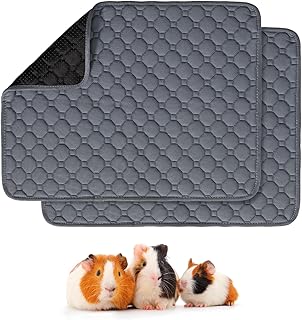 2 Pack Guinea Pig Cage Liners Washable Guinea Pig Pee Pads, Fast Super Absorbent Waterproof & Non Slip Guinea Pig Bedding Pad for Small Animals Cages Hamster Rat Rabbit, 17 x 24 in