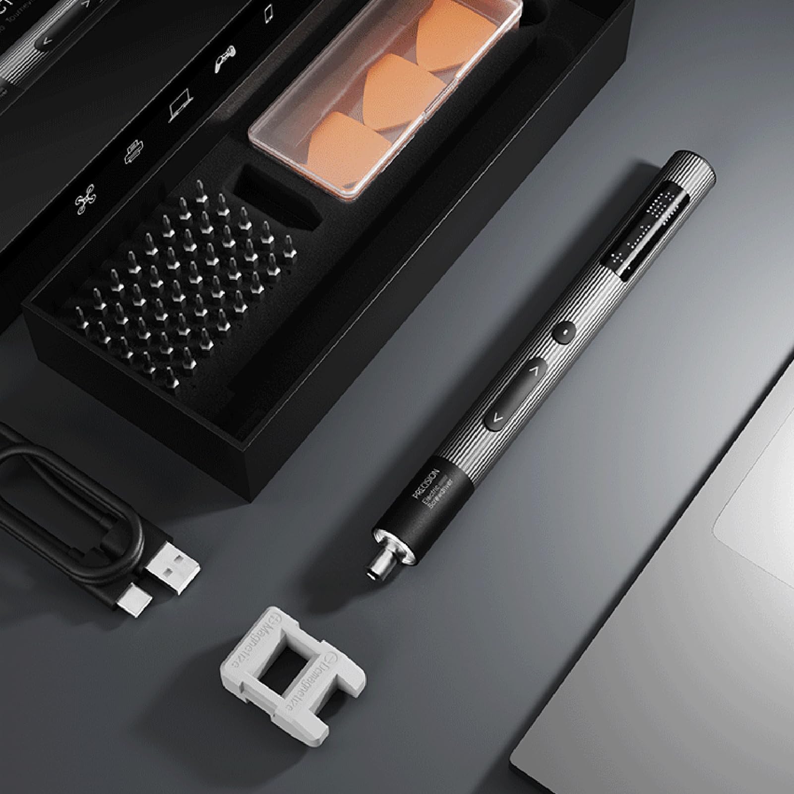 Destornillador Eléctrico 50 En 1 Mini Herramienta De Destornillador | 3 Ajustes de Par Luz LED para Tornillos de Relojes Para Reparación De Electrónicos Del Hogar PC Portátil