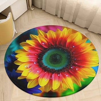 Rainbow SunflowerBath Mat Non-Slip Bathroom Rug Absorbent Shower Mats Quick Dry Floor Rugs for Door Entrance