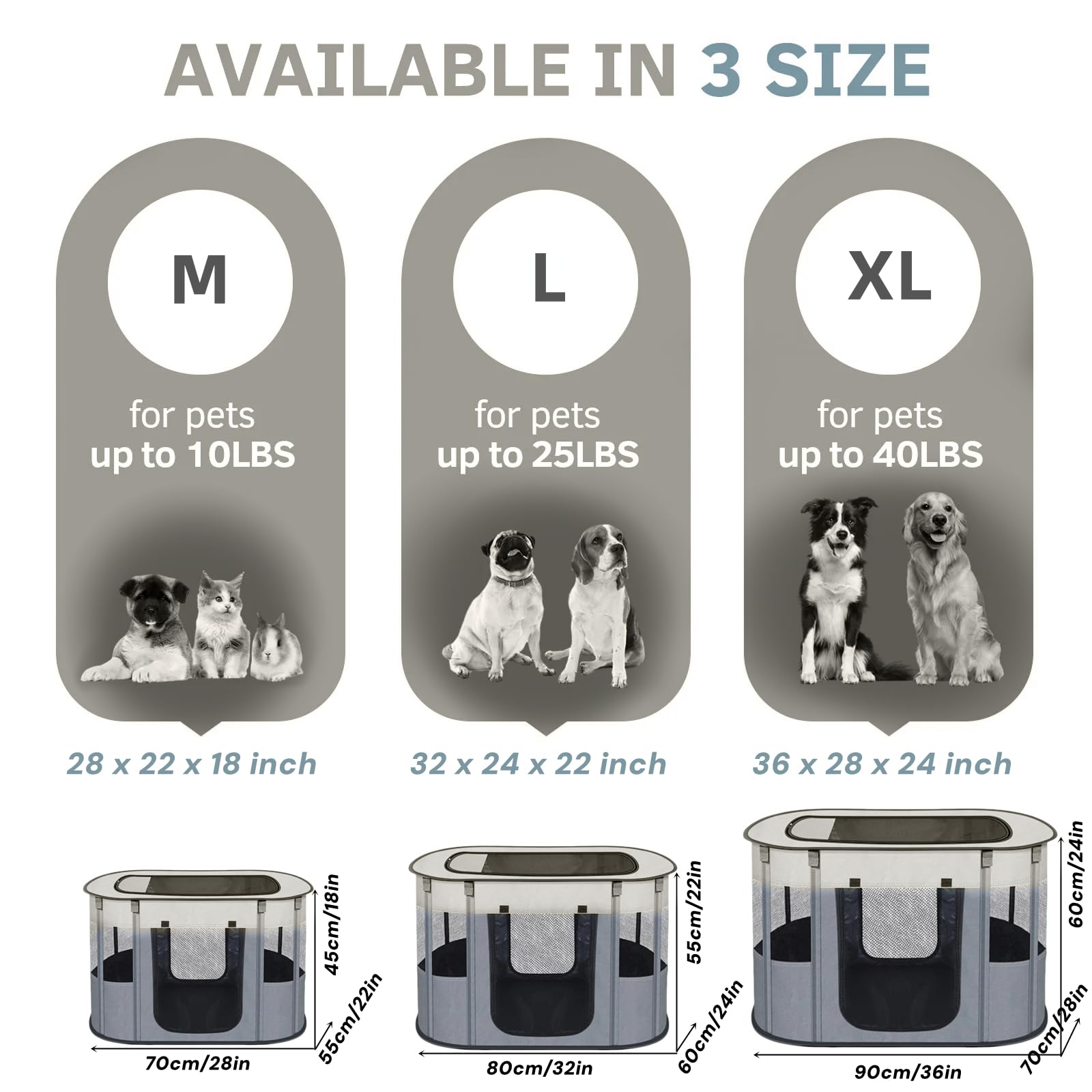 Cerca portátil para Mascotas de 90 x 70 x 60 cm, Plegable, Rectangular, Sala de partos, Nido de Gato, cabaña para Gatos, casa para Cachorros, casa Cerrada para Mascotas (Gris)