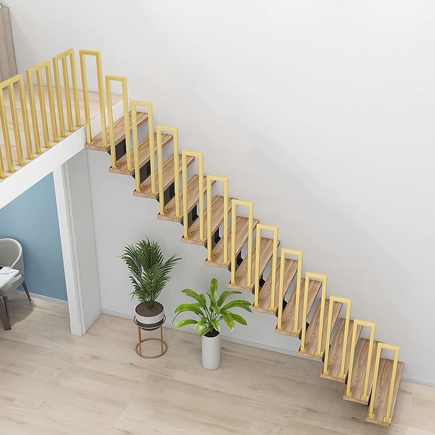 Zyntho Gold U Shaped Stair Handrail, Hand Rails For Outdoor Steps, High 35-100Cm Hand Rails Guardrail, Safety Non-Slip Stair Baluster, Outdoor Steps Grab Bar For Garden Villa(,100Cm/3.3Ft)