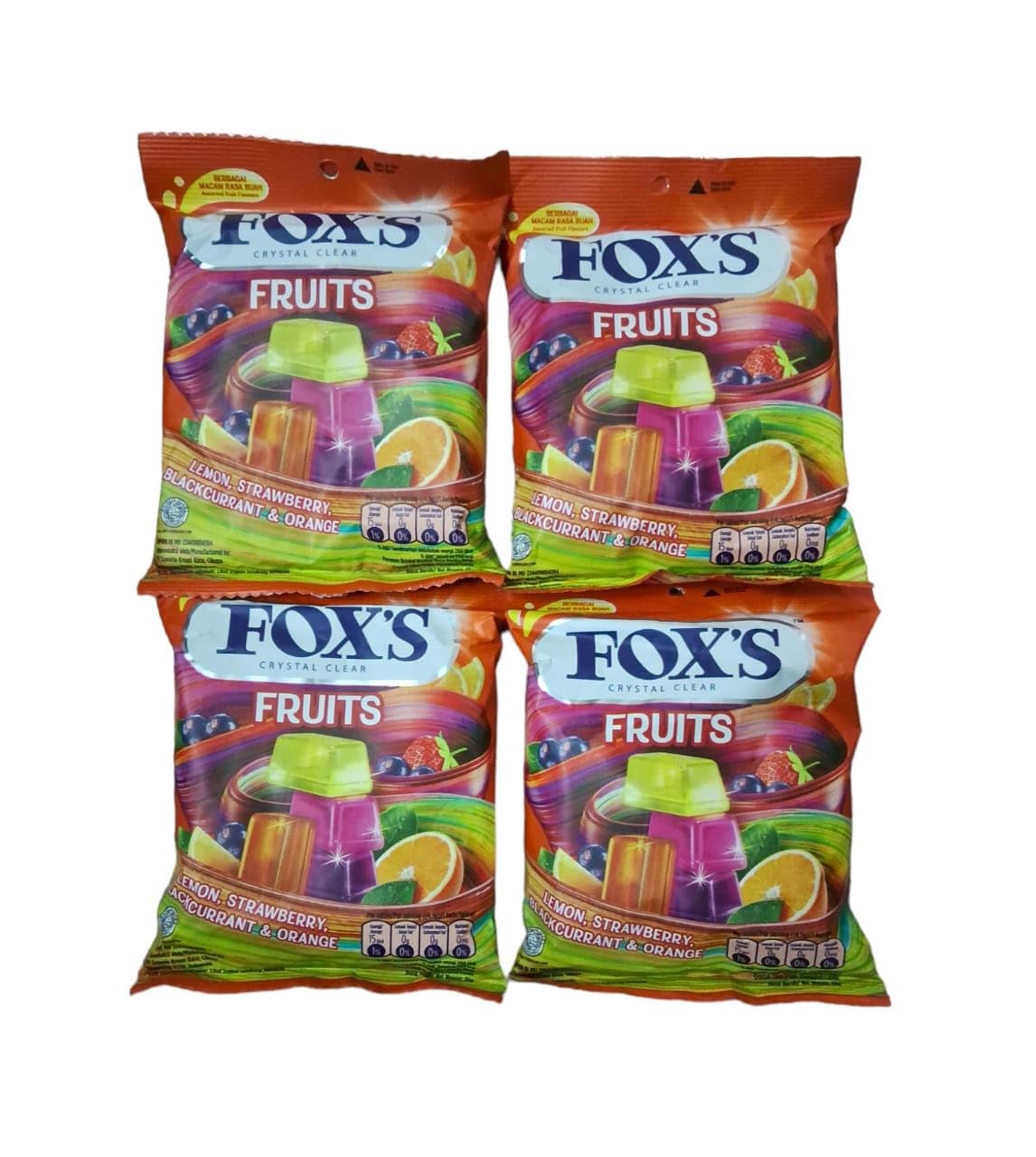 Fox's Crystal Clear Fruits Pack of 4 Pouch, 4 x 90 g