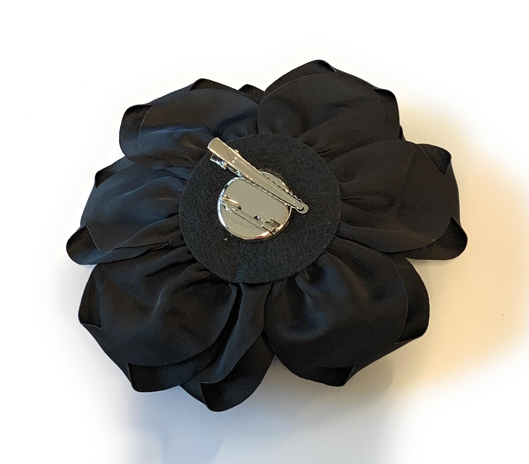 Large Rose Fascinator Corsage Hair Clip and Brooch Pin, Satin Flower, Multi-Colour Options (Black) - Image 2