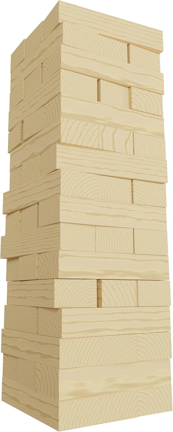 Goliath - Jumbling Tower, Wooden Stacking Tower, Wooden Board Game for Children from 6 Years, Educational Skill and Strategy Game, 48 Blocks, Suitable for 1 or More Players