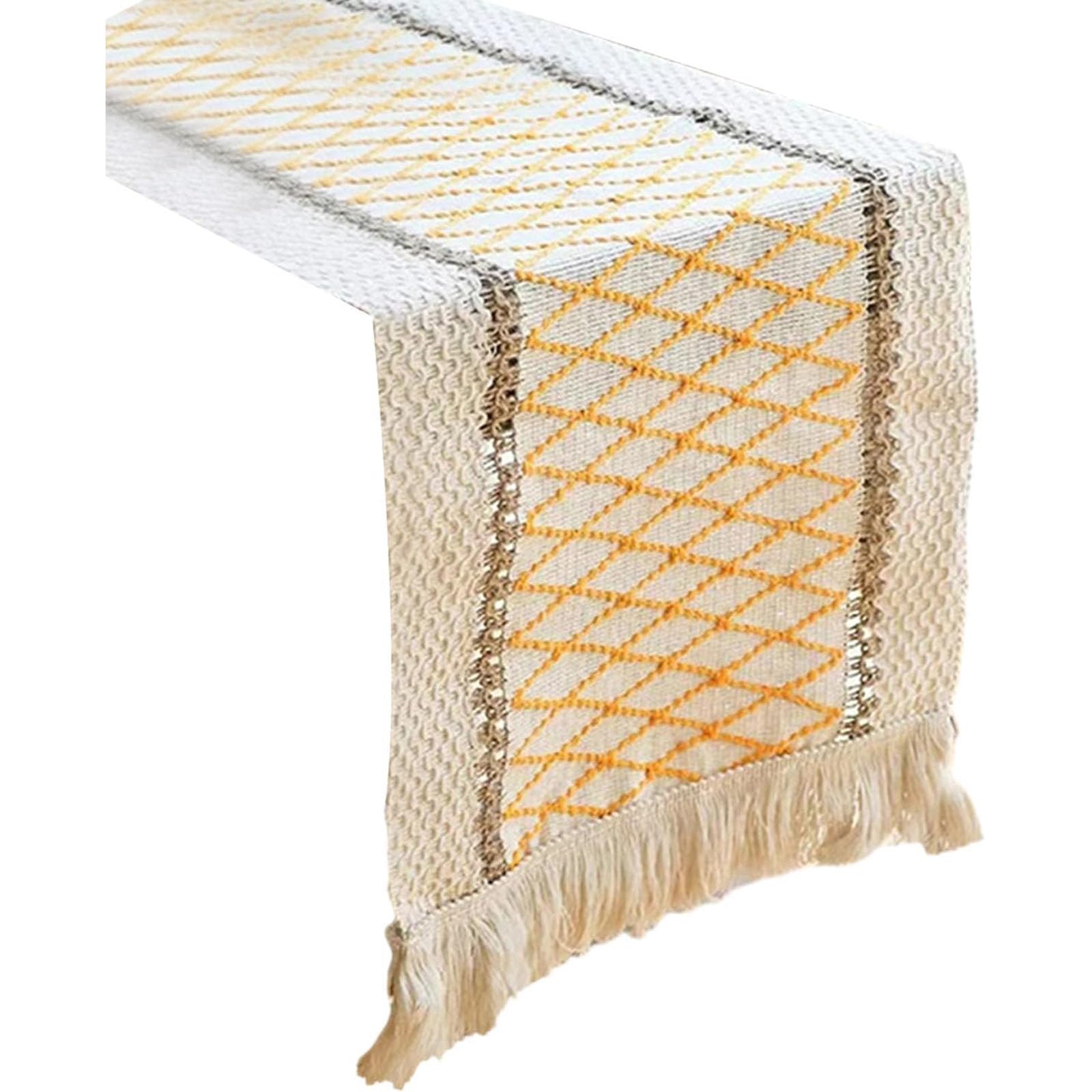 Camino de mesa de macramé, estilo rústico bohemio con borlas, tejido de algodón, encaje rústico, decoración del hogar, mantel para cocina, mesa de comedor, decoración de mesa, interior, vacaciones