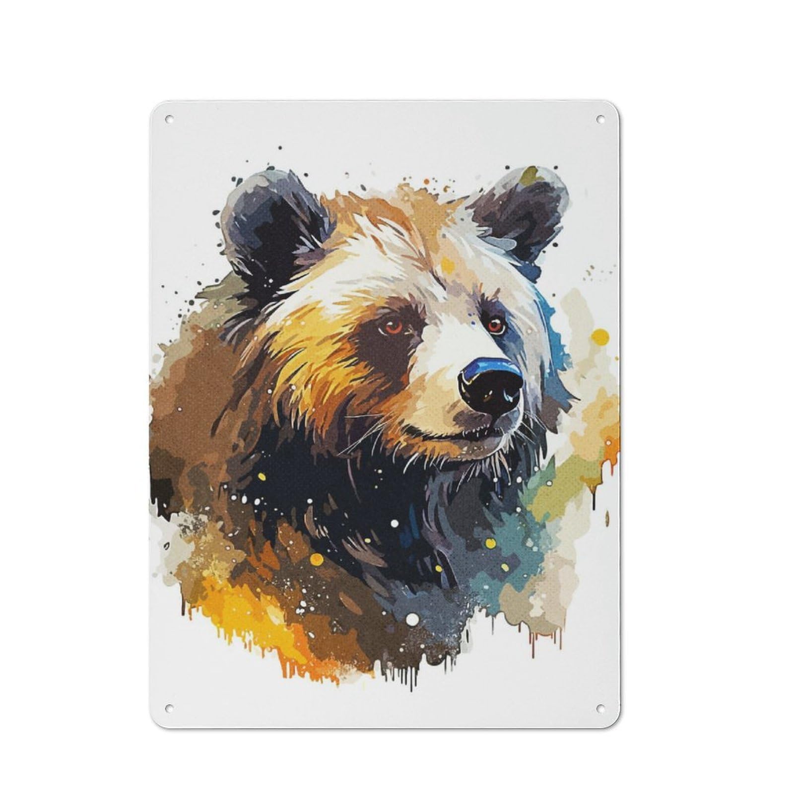 Junmoney Paint Bear Shop Front Style Cafe Metal Sign 40X30cm, Bistro Wall Plaque For Tea Room, Shop Wall Or Breakfast Area