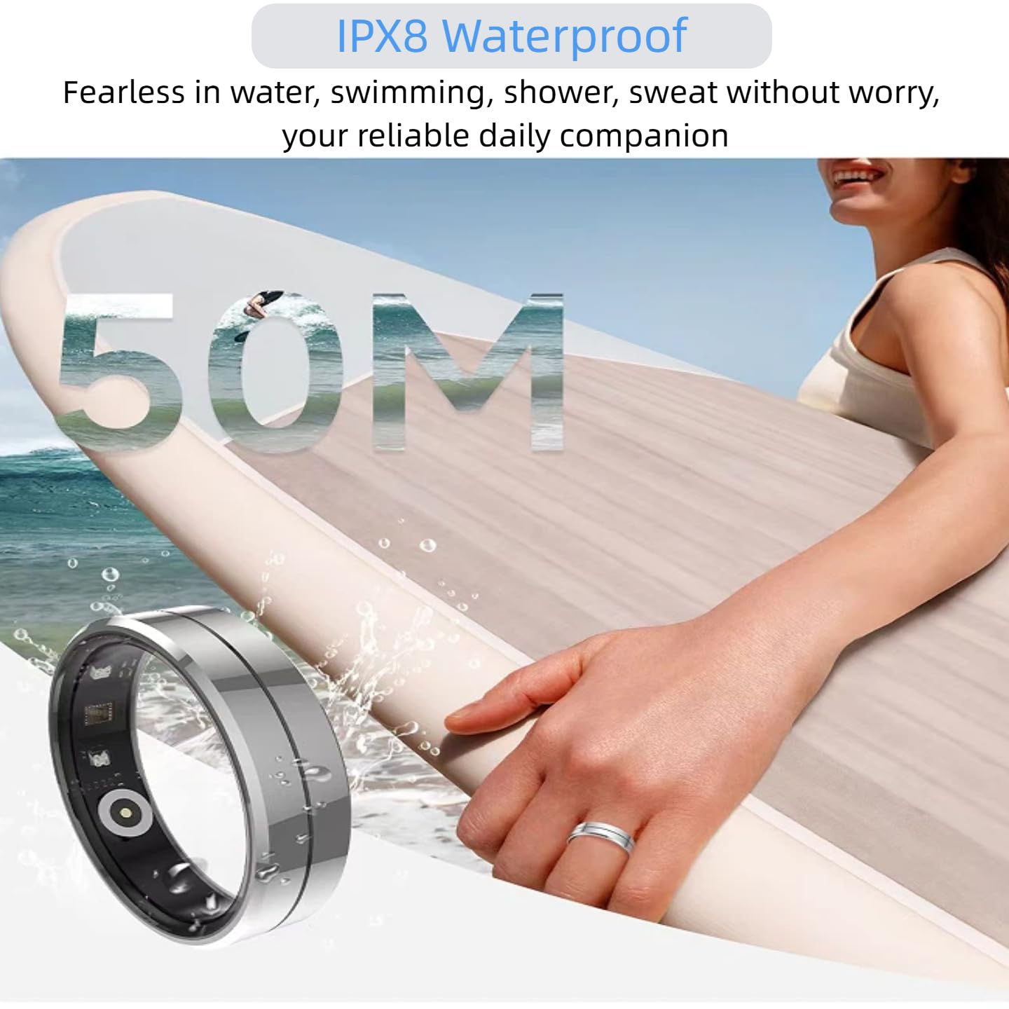 Smart Ring con app esclusiva (senza abbonamento) e Bluetooth 5.1, ricarica magnetica batteria da 18 mAh, monitoraggio fitness e salute 24/7 (frequenza cardiaca, ossigeno nel sangue
