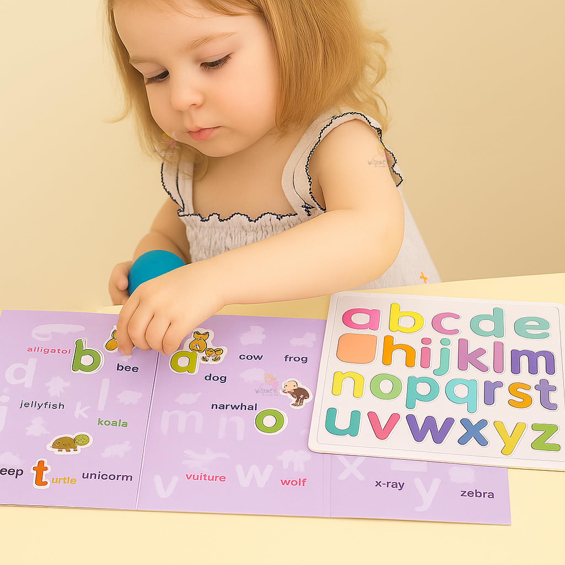 WISHKEY Magnetic Alphabet Letters for Kids – 52 PCS ABC Learning Set with Animals, Lowercase Magnets, Educational Montessori Toy for Toddlers, Preschool Learning for Kids Age 3+ 4