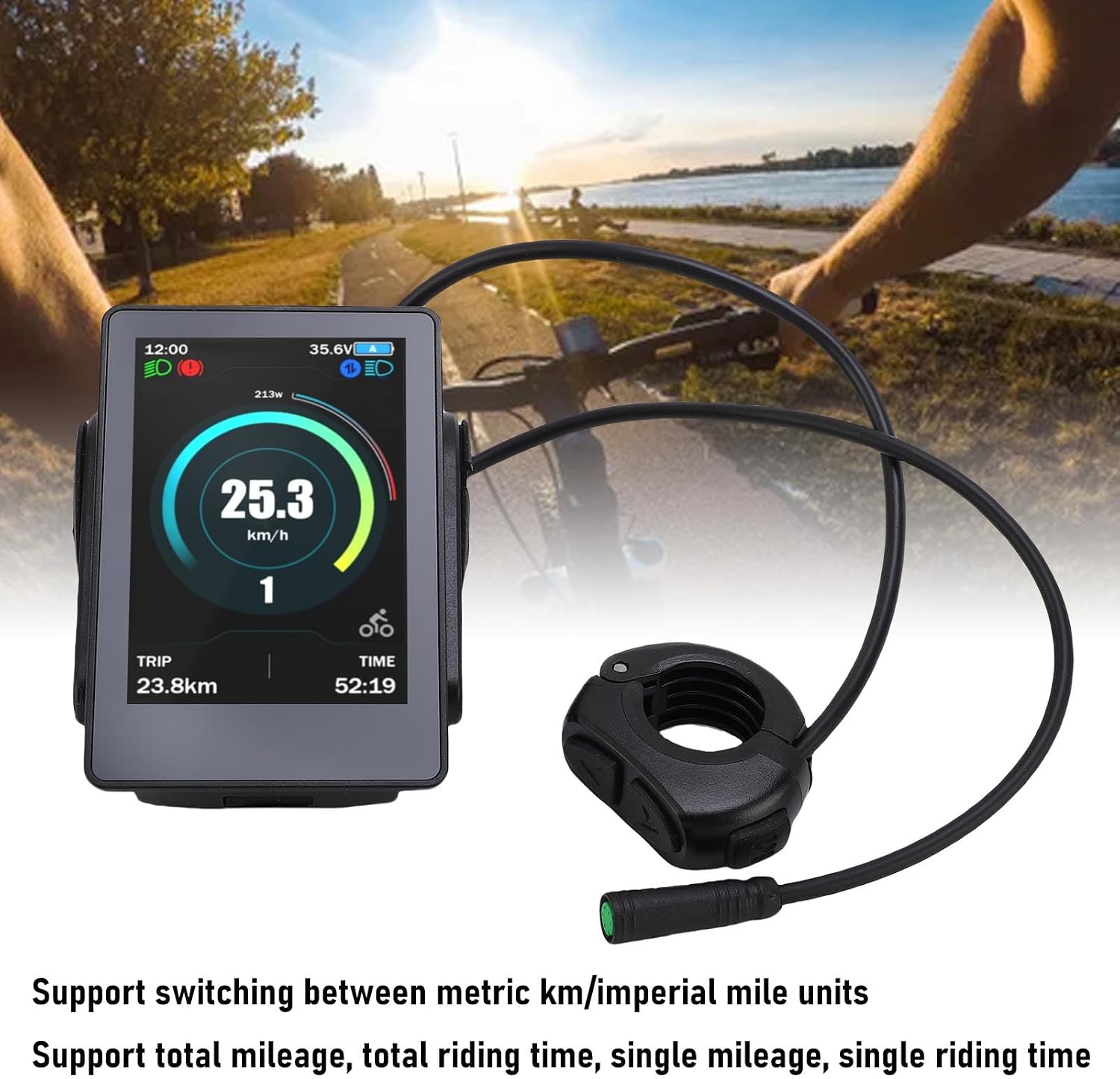 Electric Bike Display, Full Compatibility, LCD Cycling Computer, Digital Speedometer for G320/G340/M510/M560/M600/BBSHD (250W-1000W). For Road Biking, Mountain Trails, Commuting, Fitness Training.