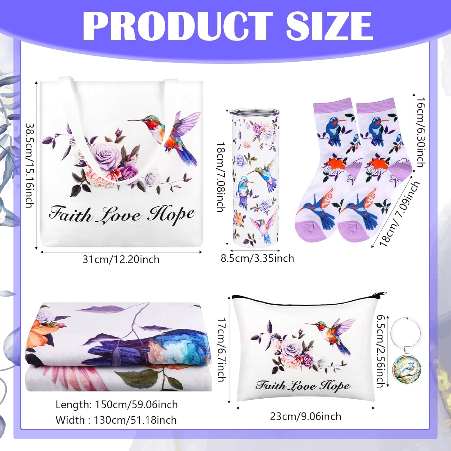 VAIPI Hummingbird Gifts for Women, Hummingbird Lover Gifts Funny Birds Throw Blanket with Stainless Steel Tumbler Bags Cute Socks Keychain for Christmas Birthday Mothers Day