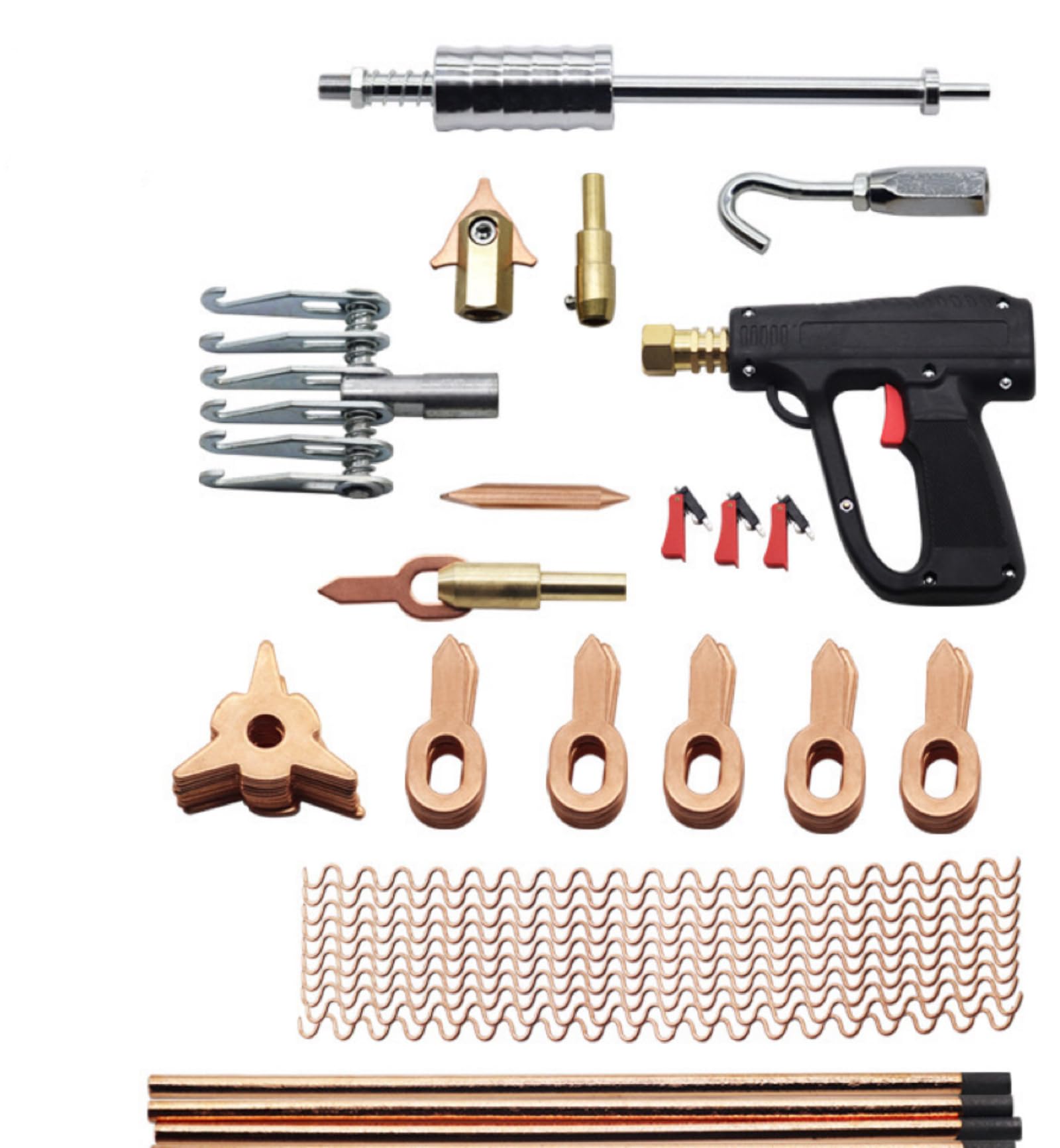 Kit soudure débosselage carrosserie 86pc et pistolet extracteur de tôle voiture