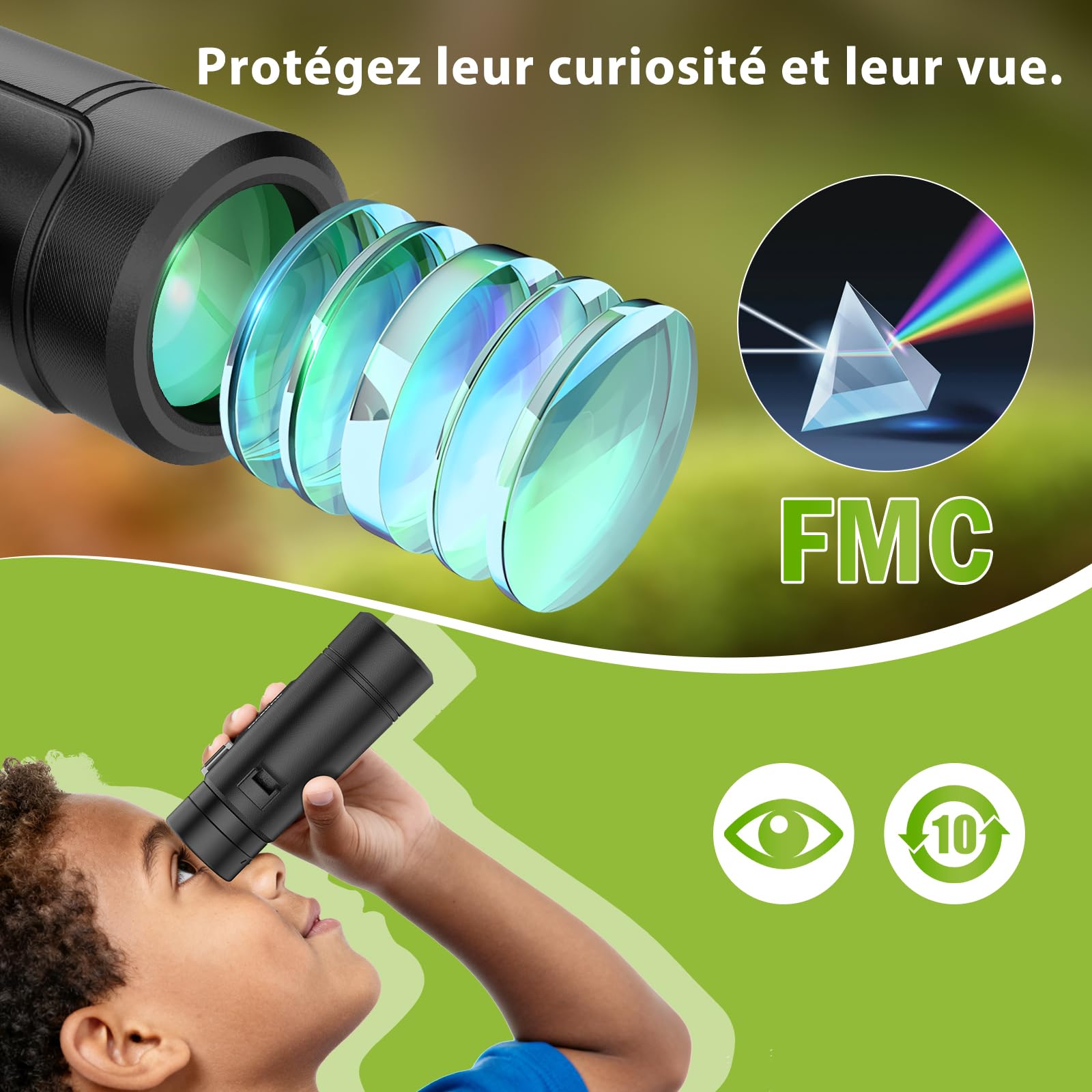 Jumelles 10x26 Compactes pour Adultes | BAK4&FMC, Légères et portables, vision basse lumière, étanches, pour observation nature, voyages et activités extérieures