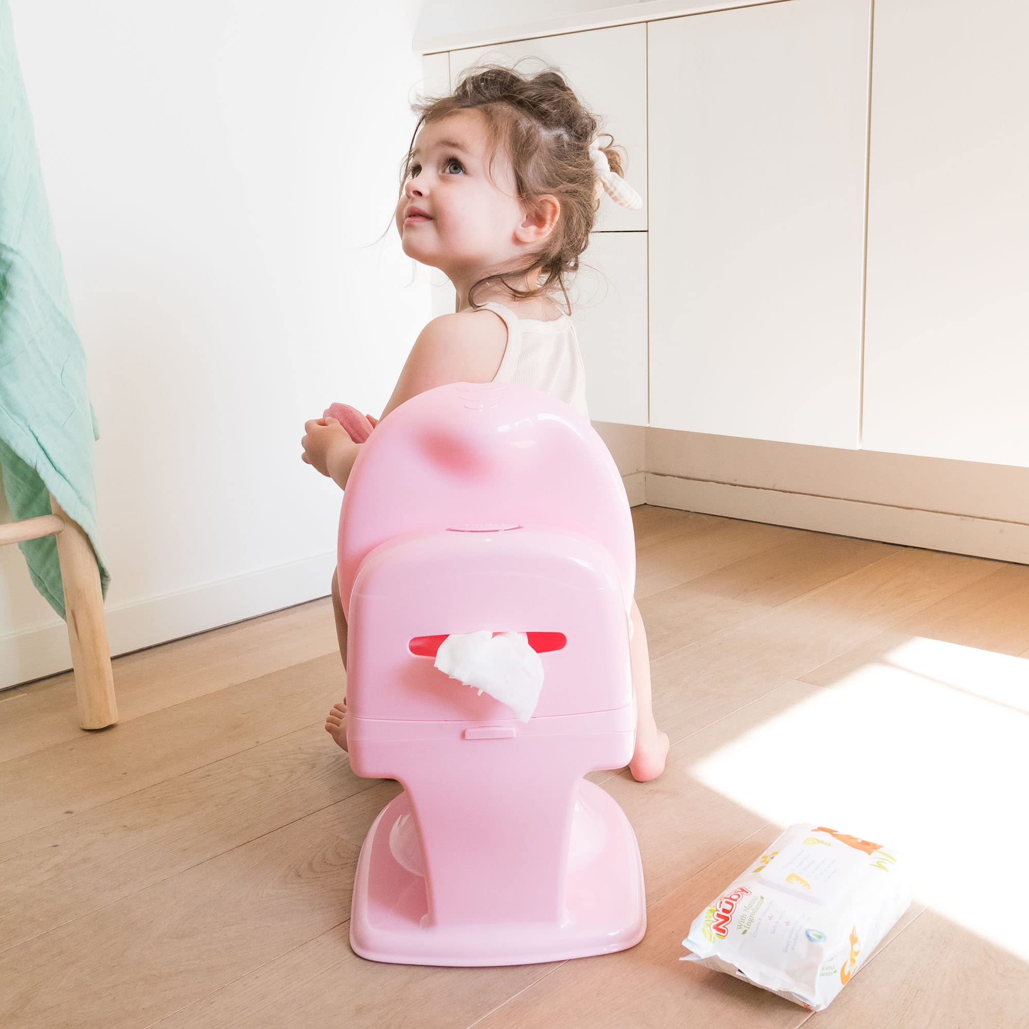 Nuby Dr. Talbot's - My Real Potty - Vasino per bambini con suono di sciacquone - Allenatore di toilette per bambini - con suono reale e batterie incluse - WC Rosa - 18+ mesi