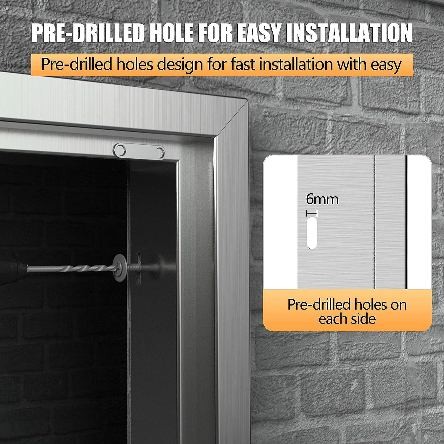 17" Wx24 H BBQ Access Single Doors Flush Mount Stainless Steel Outdoor Kitchen Door with Reinforced Door Hinges for Outside Cabinets and BBQ Island