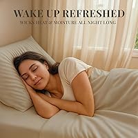 Vista 3 de Sacred Thread Juego de sábanas de 6 piezas de rayón derivado de bambú, juego de ropa de cama y fundas de almohada con bolsillos profundos, ropa