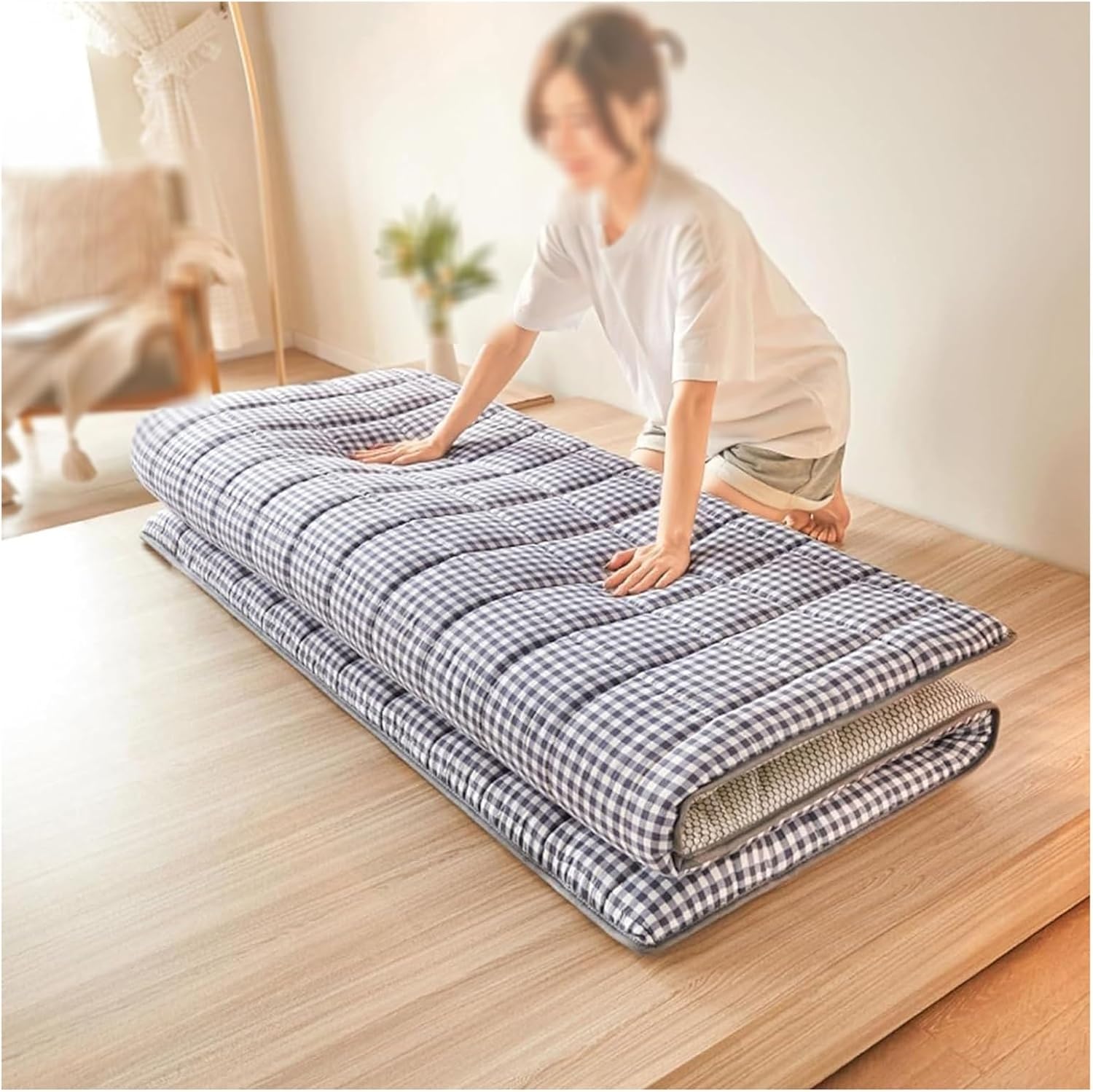 Floor Mattress Foldable Futon Mattress Portable Japanese Sleeping Pad Tatami Roll Mat for Home Camping Couch(4,90 * 200cm)