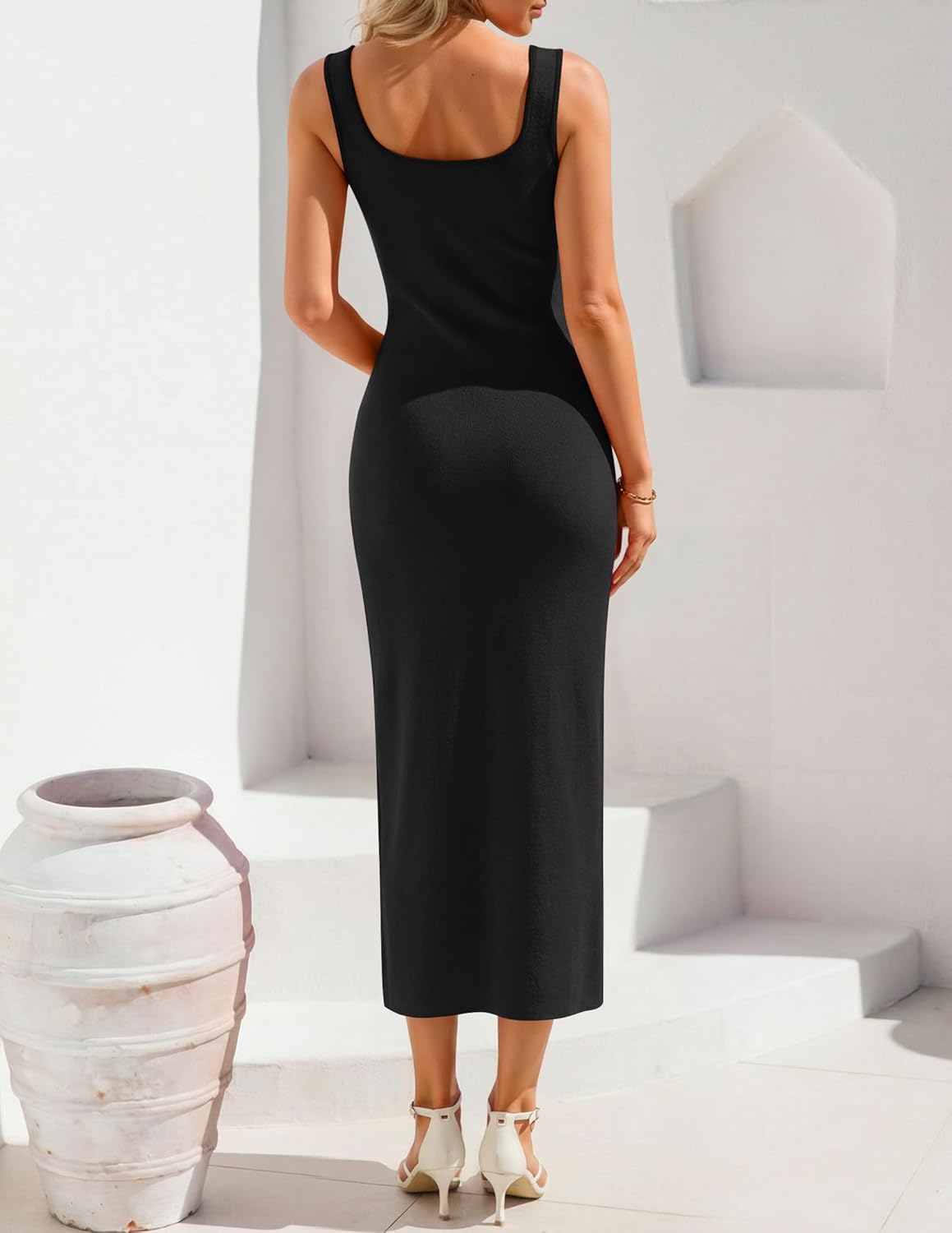 ZESICA Women's 2026 Summer Spring Floral Maxi Dress Beach Vacation Casual Sleeveless Tank Knitted Bodycon Sweater Dresses - Image 3